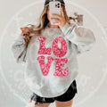 Faux Glitter Love Sweatshirt Womens Valentines Day Sweatshirt Retro Valentines Day Shirt Cute Valentines Shirt Valentines Shirt Sweatshirt – Cozy Vibes · Top Pick For Any Outfit