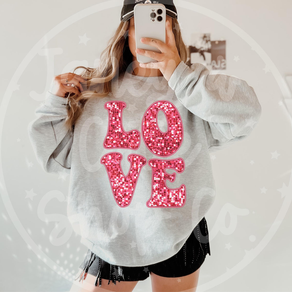 Faux Glitter Love Sweatshirt Womens Valentines Day Sweatshirt Retro Valentines Day Shirt Cute Valentines Shirt Valentines Shirt Sweatshirt – Cozy Vibes · Top Pick For Any Outfit