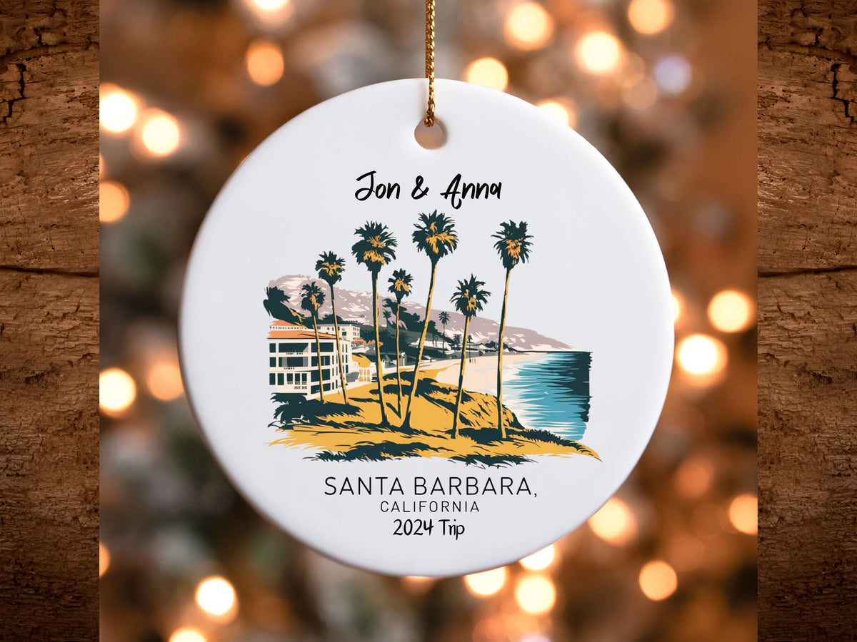 Custom Santa Barbara Ornament Christmas Gift Ceramic Ornament Christmas Tree Decoration Holiday Ornament Custom Name Ceramic Bauble Graphic Tee – Warm & Stylish · Perfect For Daily Wear