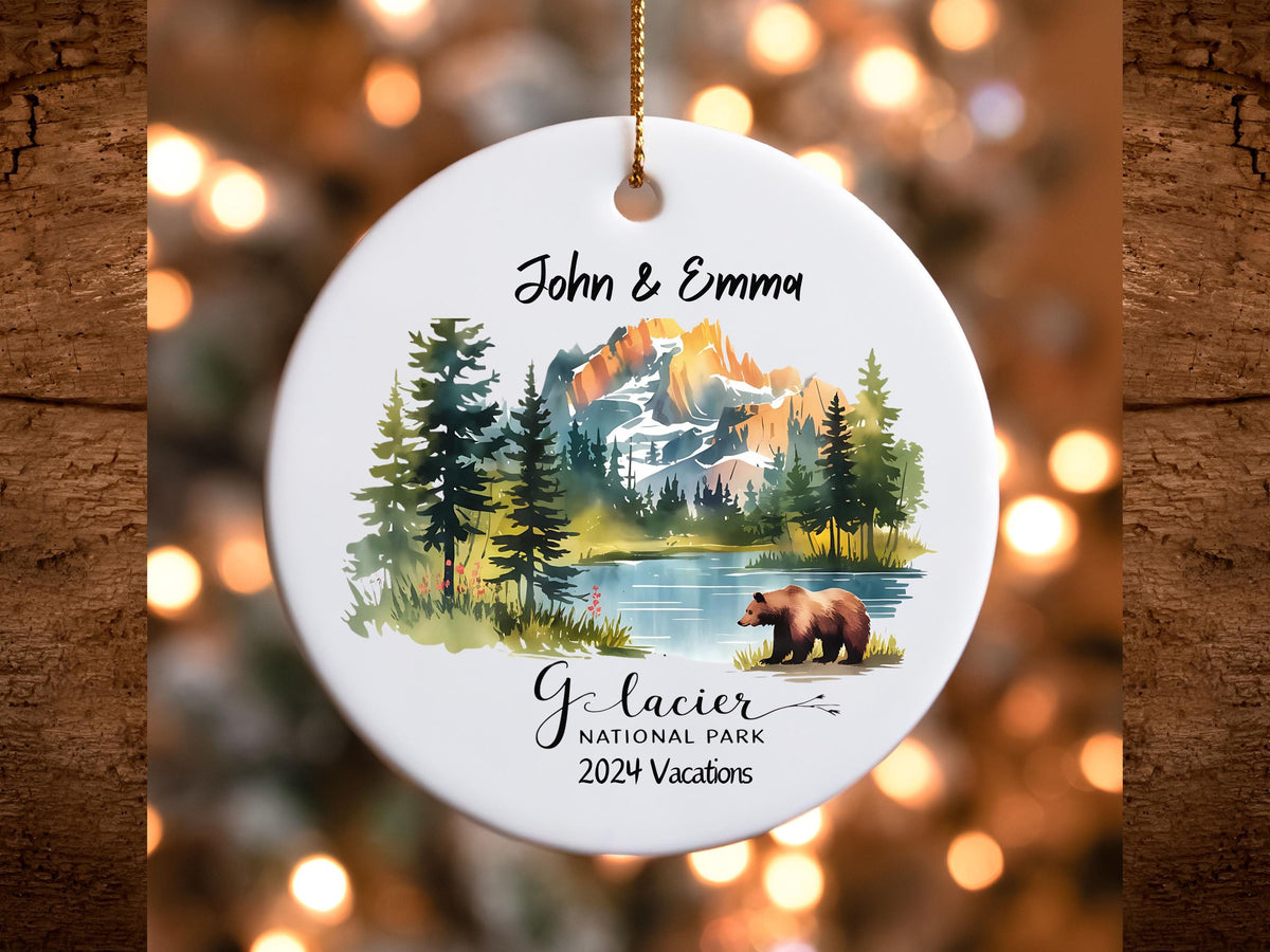 Glacier National Park Personalized Ceramic Ornament Tree Decoration Christmas Gift Holiday Ornament Gift for Traveler Custom Name Graphic Tee – Everyday Comfort · Must-Have Style