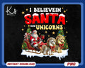I Believe In Santa And Unicorns Png Christmas Santa Png Santa Sleigh Png Funny Xmas Png Christmas Vibes Unicorn Reindeer Unicorn Lover Graphic Tee – Soft Feel · Top Pick For Any Outfit