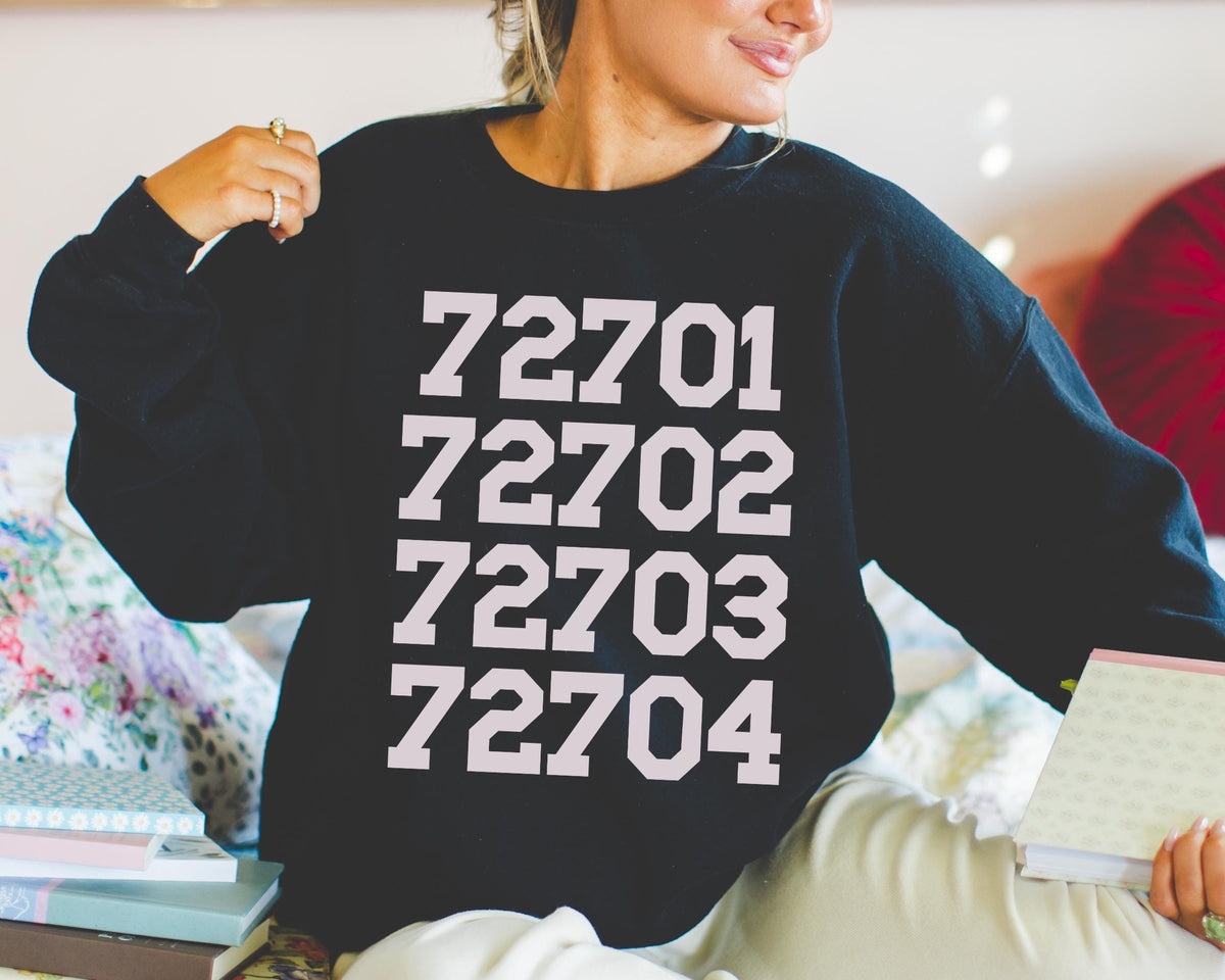 Fayetteville Arkansas Sweatshirt with Fayetteville Zip Codes 72701 to 72704 Cute Northwest Arkansas Shirt of Friend Who Loves Fayetteville Sweatshirt – Premium Graphic · Trending Graphic Apparel