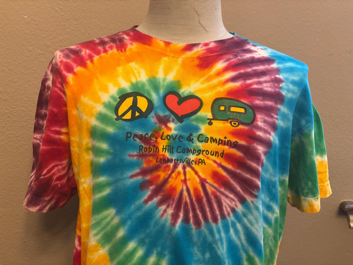 Vintage 90s Peace Love And Camping Lenhartsville Pennsylvania Tshirt L Graphic Tee – Aesthetic Look · Perfect For Daily Wear