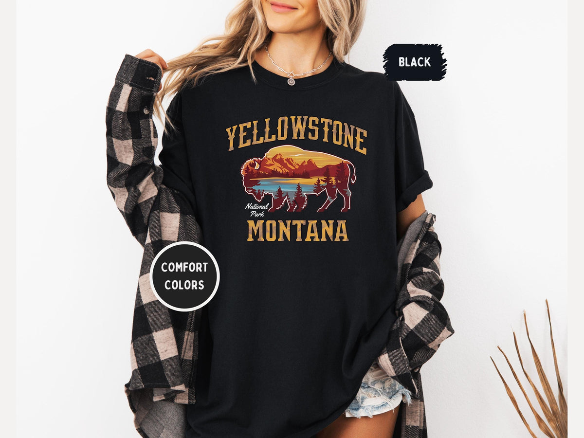 Yellowstone Bison Tshirt Park Souvenir Tee Wildlife Lover Gift Nature Lover Shirt Adventure Apparel Comfort Colors Tee Graphic Tee – Warm & Stylish · Perfect For Daily Wear