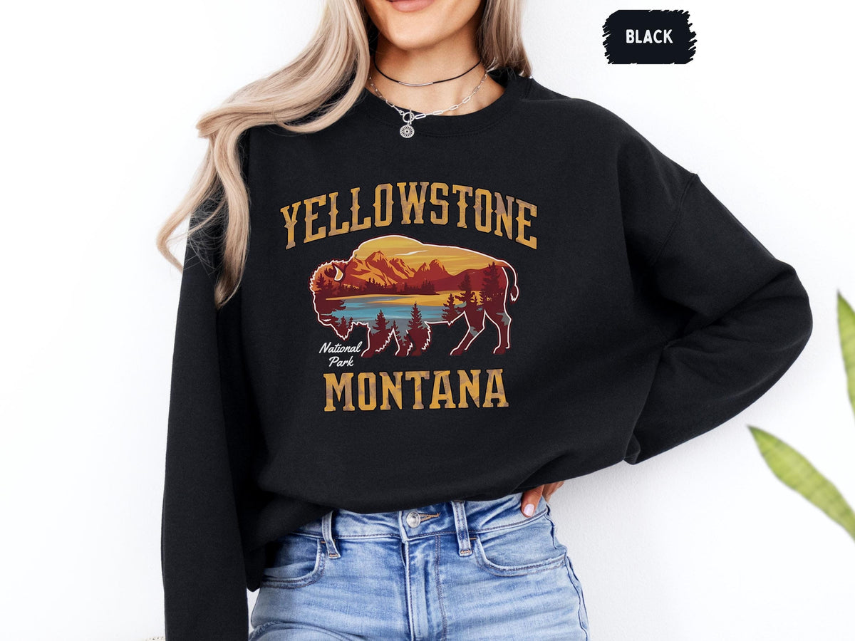 Yellowstone National Park Bison Sweatshirt Unisex Crewneck Pullover Wildlife Lover Gift Outdoor Adventure Apparel Nature Fan Jumper Sweatshirt – Fan Favorite · Top Pick For Any Outfit