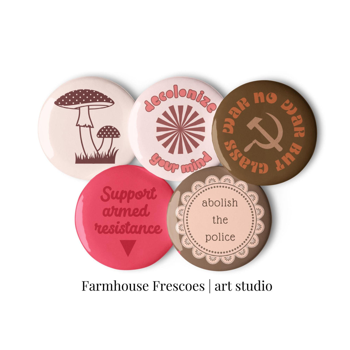 Radical Leftist Set of Pin Buttons Gift For Leftist Political Pin Buttons Anti Police Anti Imperialism Decolonization Merch Graphic Tee – Cozy Vibes · Top Pick For Any Outfit