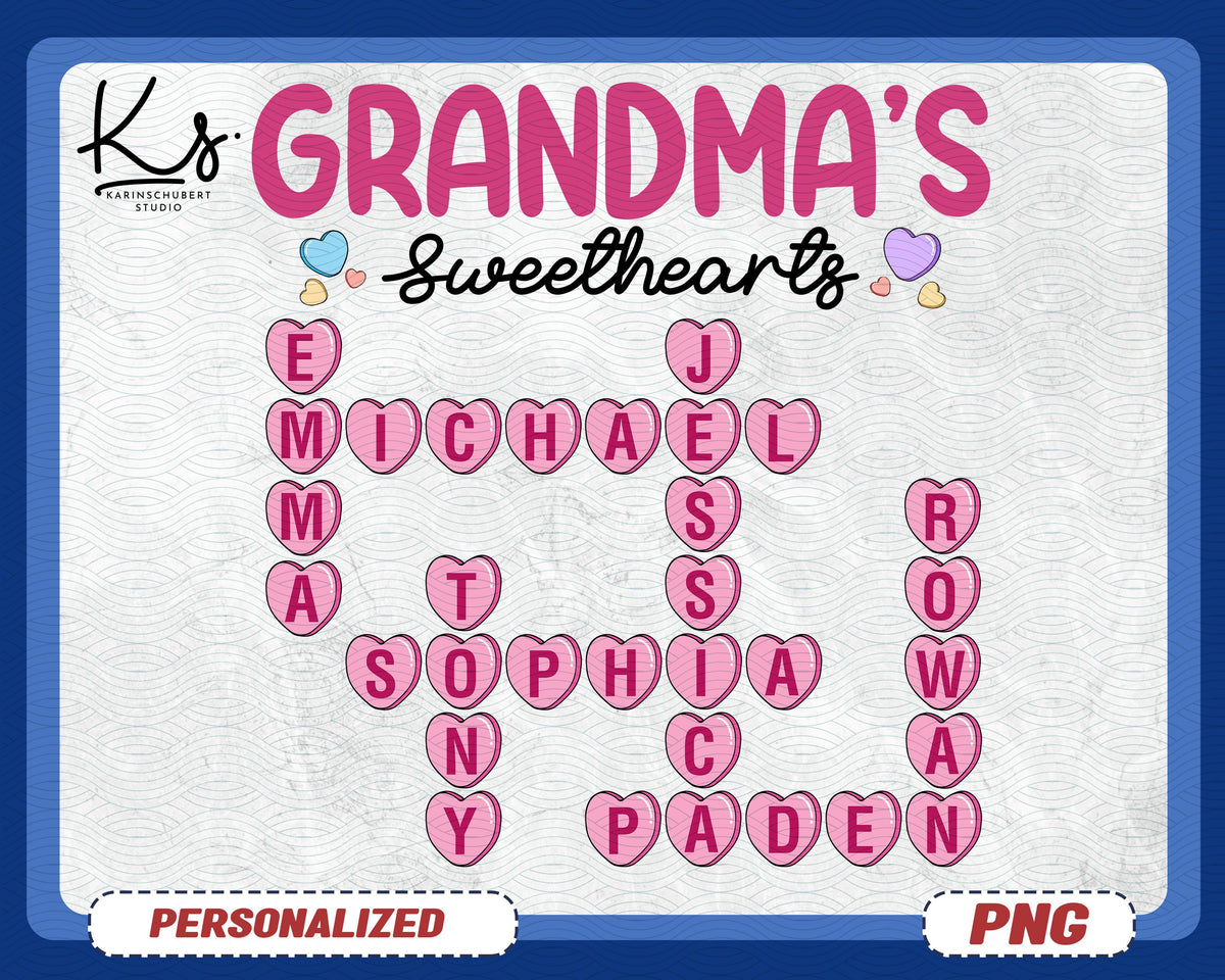 Custom Grandma39s Sweetheart Png Grandmother Shirt With Kids Names Mama Nana Gigi Valentine39s Day Png Birthday Christmas Gift For Grandma Graphic Tee – Bold Style · Must-Have Style