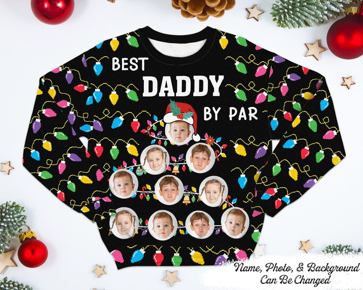 Custom Photo Best Dad By Par Personalized Unisex Ugly Sweater Golfer Daddy Sportive Dad Best Dad Ever Daddy Birthday Christmas Gift Graphic Tee – Easygoing Wear · Perfect For Daily Wear