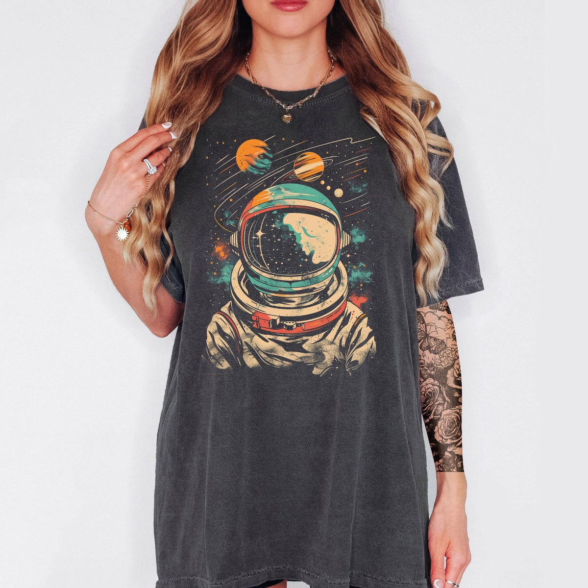 Astronaut Shirt Retro Boho Tee Unisex Trendy Aesthetic Comfort Colors Shirt Oversized Graphic Tee Graphic Tee – Soft Feel · High-Quality Print
