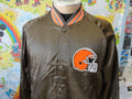 Vintage Cleveland Browns NFL Chalk Line Satin Bomber Jacket Size L Graphic Tee – Cozy Vibes · High-Quality Print
