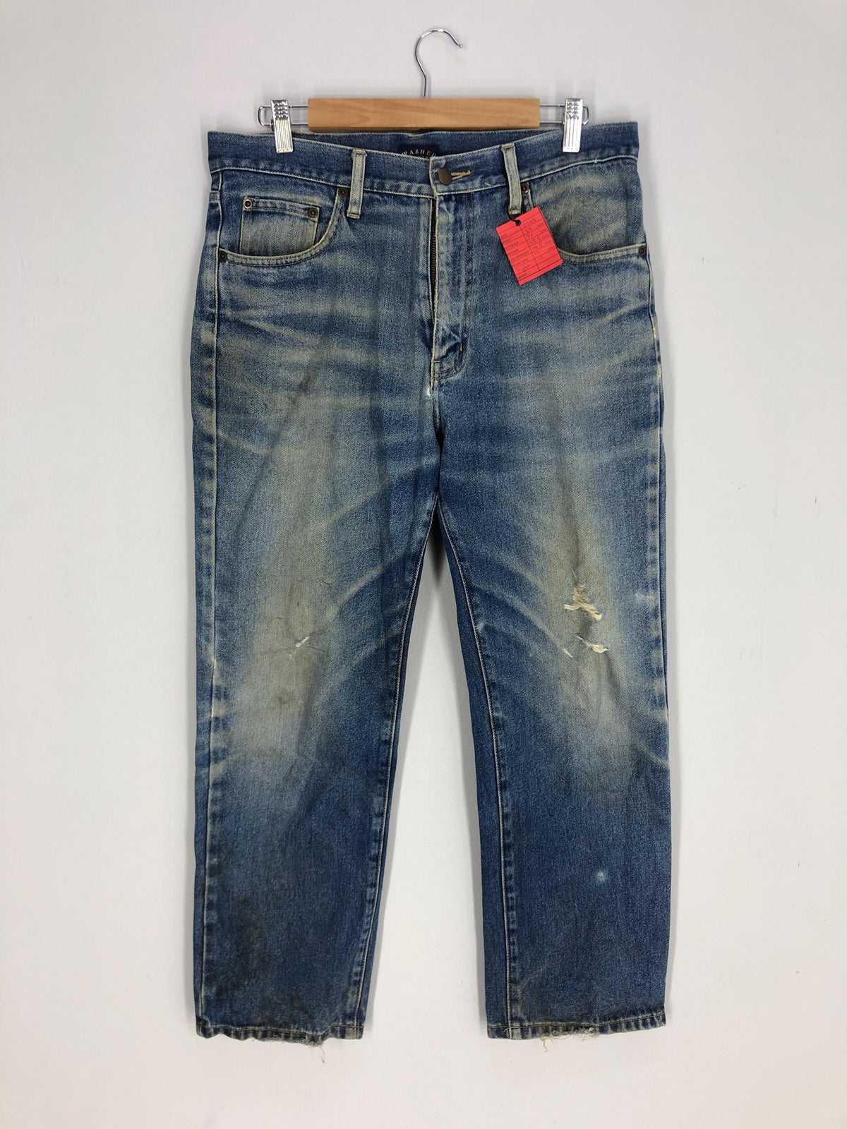 Size 32x38 Unbrand Washed Jeans Stone Washed Denim Distressed Blue Jeans Ripped Pant Casual Fashion Style Size 32 Graphic Tee – Warm & Stylish · Great Gift For Fans
