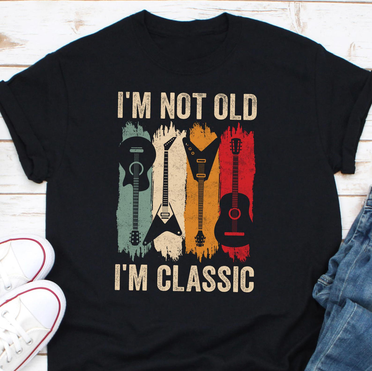I39m Not Old I39m Classic Guitar Version Shirt Music Shirt Guitar Player Shirt Guitar Lover Shirt Classic Guitar Lovers Shirt Gift Graphic Tee – Feel-Good Design · Perfect For Daily Wear