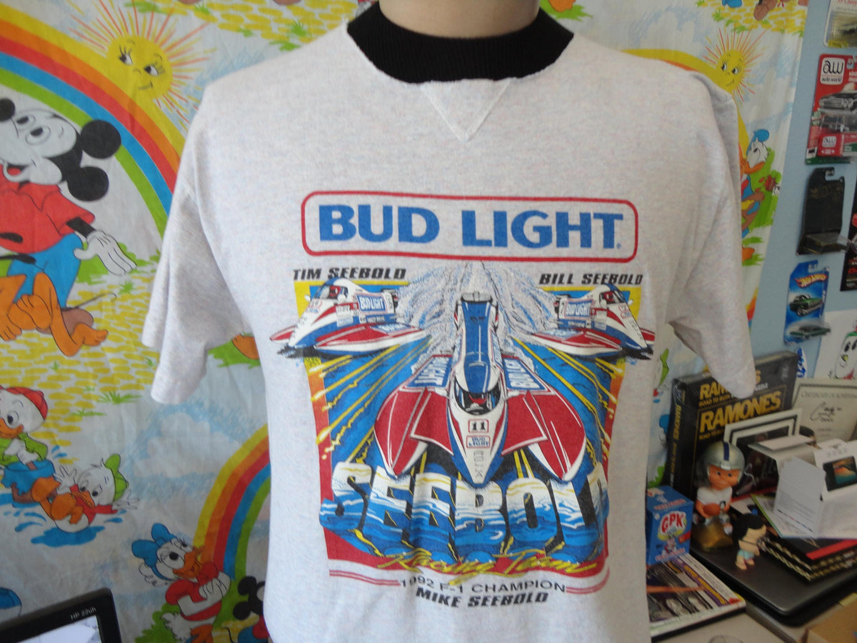 Vintage 9039s Bud Light Beer Tim Bill Seebold Boat Racing T Shirt M Graphic Tee – Aesthetic Look · Trending Graphic Apparel