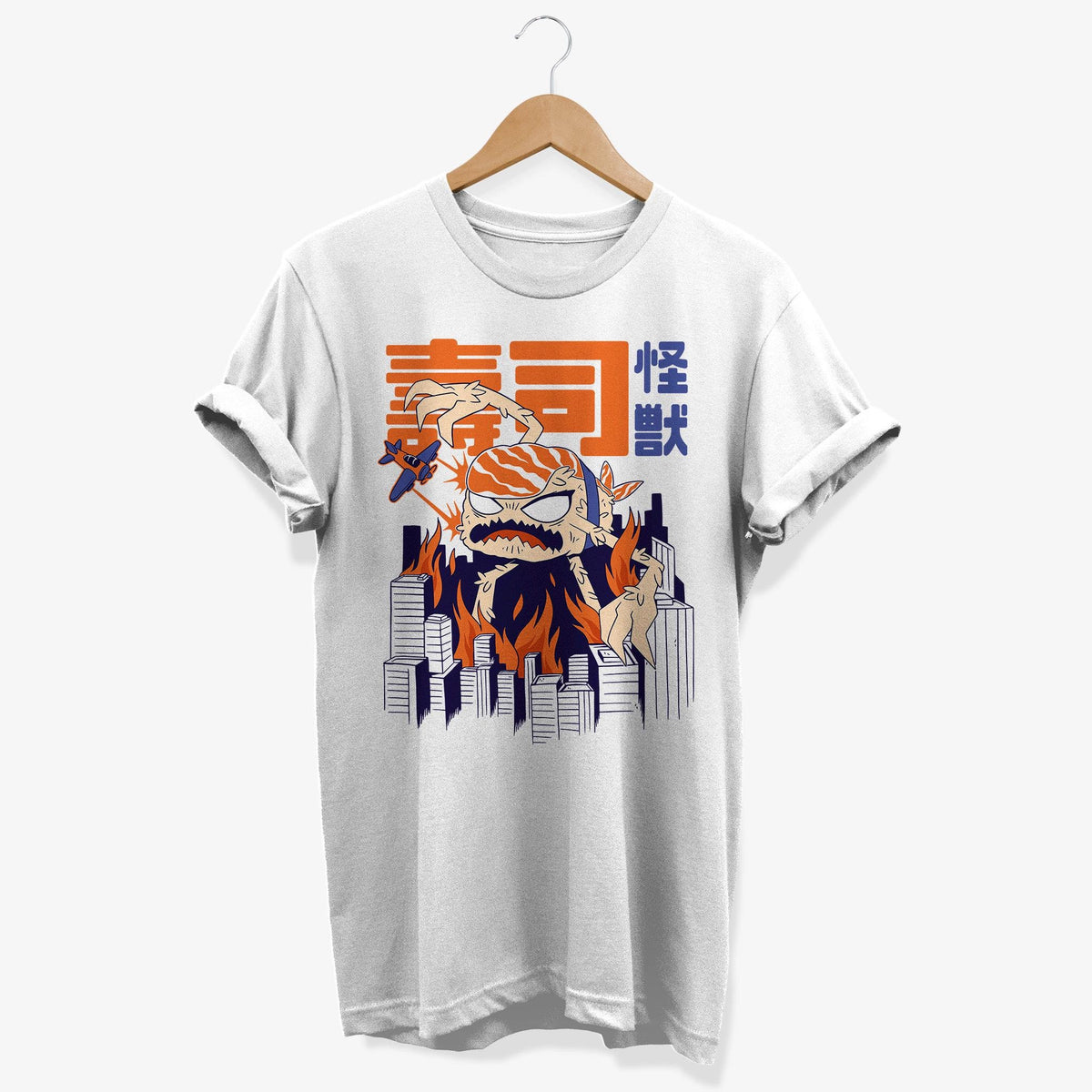 Japanese Kaiju Nigiri T shirt Funny Sushi Monster Graphic Tee Japan Comic Style Apocalyptic Clothing Gifts for Sushi Lover Graphic Tee – Premium Graphic · Great Gift For Fans