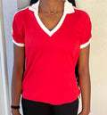 Vintage 80s Red Blank plain Collarshirt modeled size S Graphic Tee – Feel-Good Design · Trending Graphic Apparel