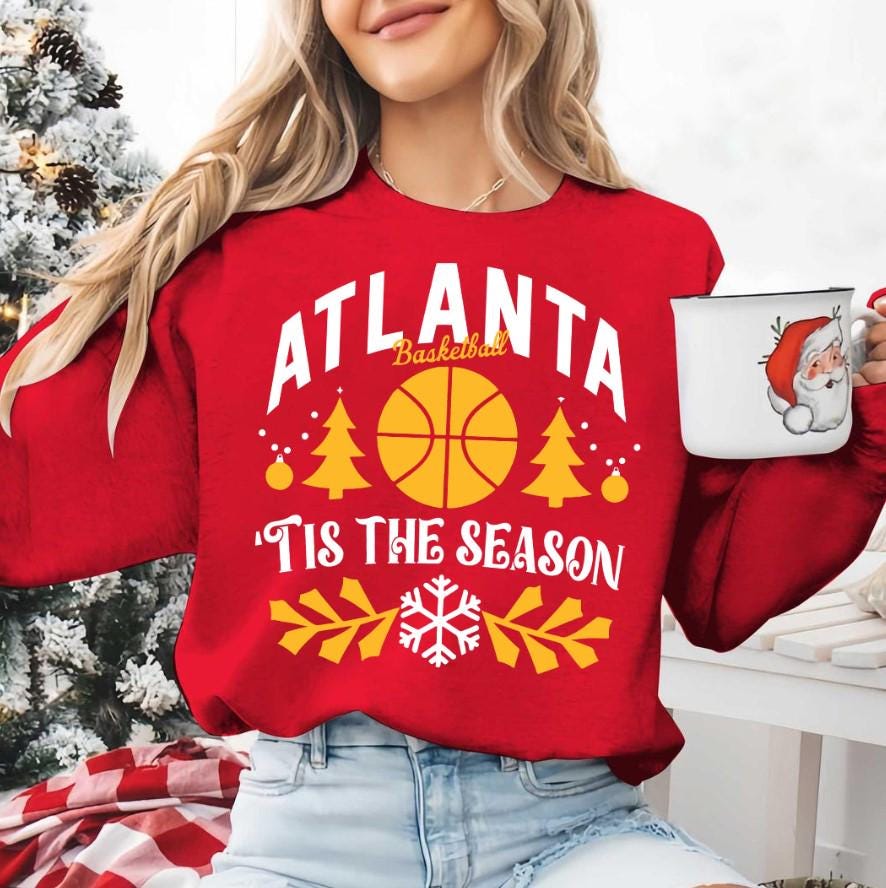 Atlanta Basketball Tis The Season Sweatshirt Atlanta Basketball Unisex Vintage Hoodie Basketball Retro T shirt Christmas Gifts For Her Hoodie – Aesthetic Look · Top Pick For Any Outfit