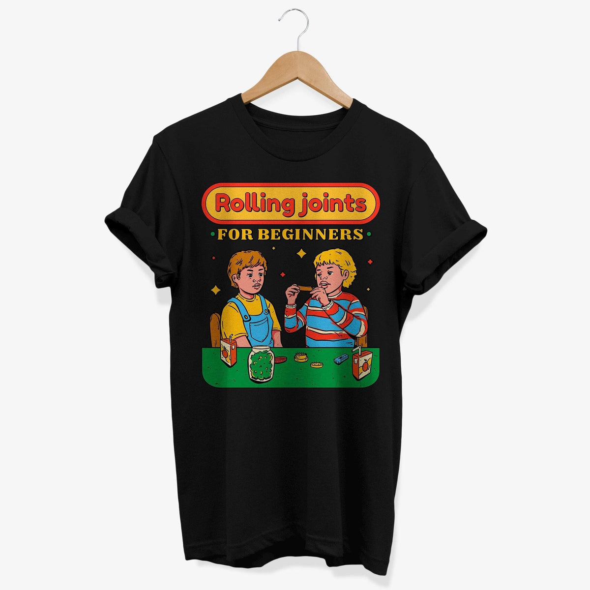 Rolling Joints for Beginners T Shirt Funny Retro Parody Graphic Tee Quirky Cannabis Humor Design Graphic Tee – Fan Favorite · Must-Have Style