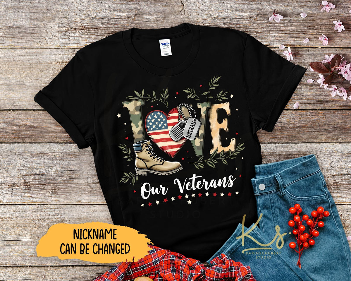 Custom Love Our Veterans Shirt Christmas Veterans Day Shirt Women39s Veterans Shirt Mens Veterans Shirt Thank You Veterans Shirt Graphic Tee – Bold Style · Great Gift For Fans