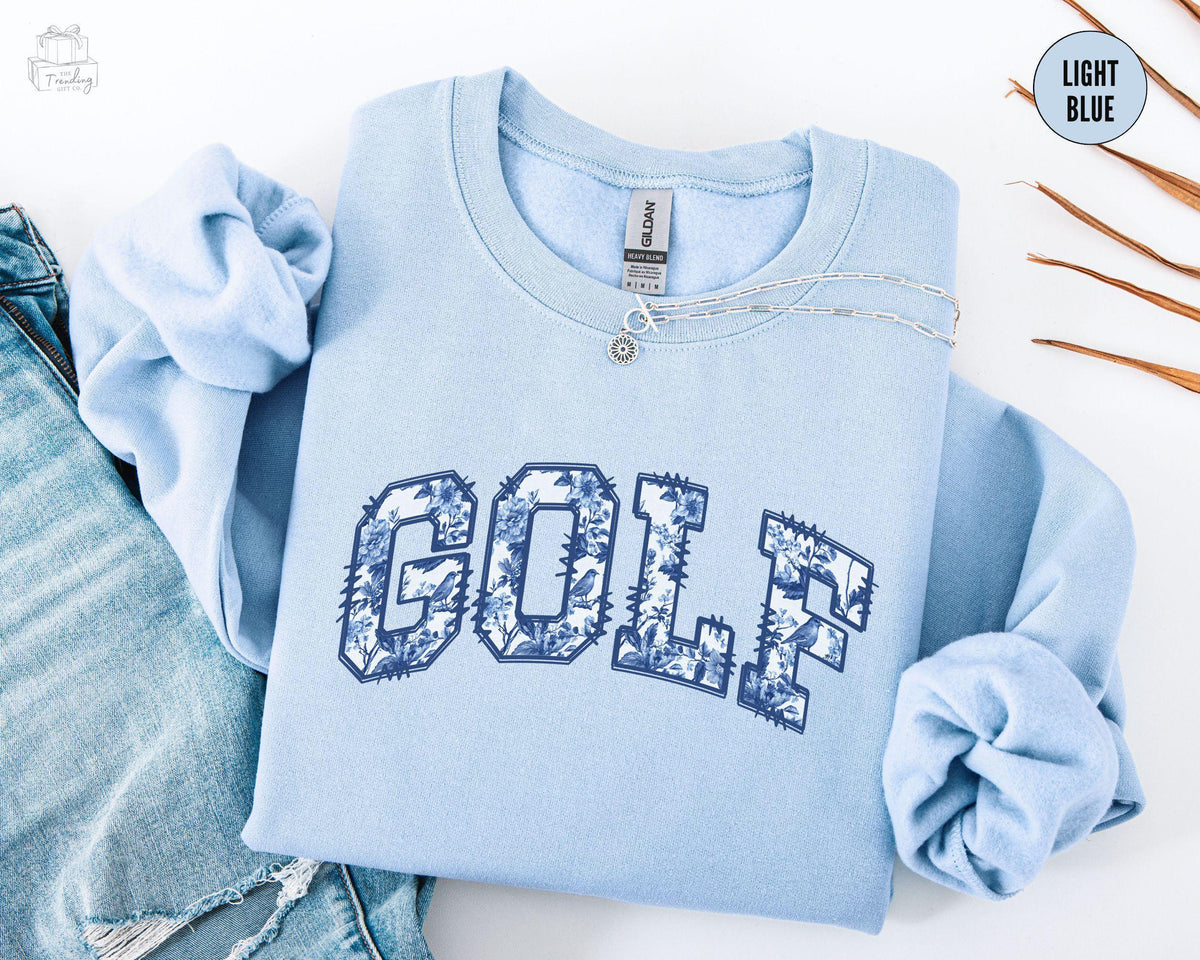 Toile Golf Sweatshirt Golfing Lover GiftFloral Golfing CrewneckCoquette Golf Gifts for Women Golfer ApparelChinoiserie Golf Coach Gift Sweatshirt – Fan Favorite · Top Pick For Any Outfit