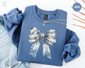 Coquette Bow SweatshirtToile De Jouy Blue Ribbon Sweatshirt Girly Aesthetic Crewneck Cute Coquette Bow Shirt Toile Blue Bow Sweater Sweatshirt – Premium Graphic · Top Pick For Any Outfit