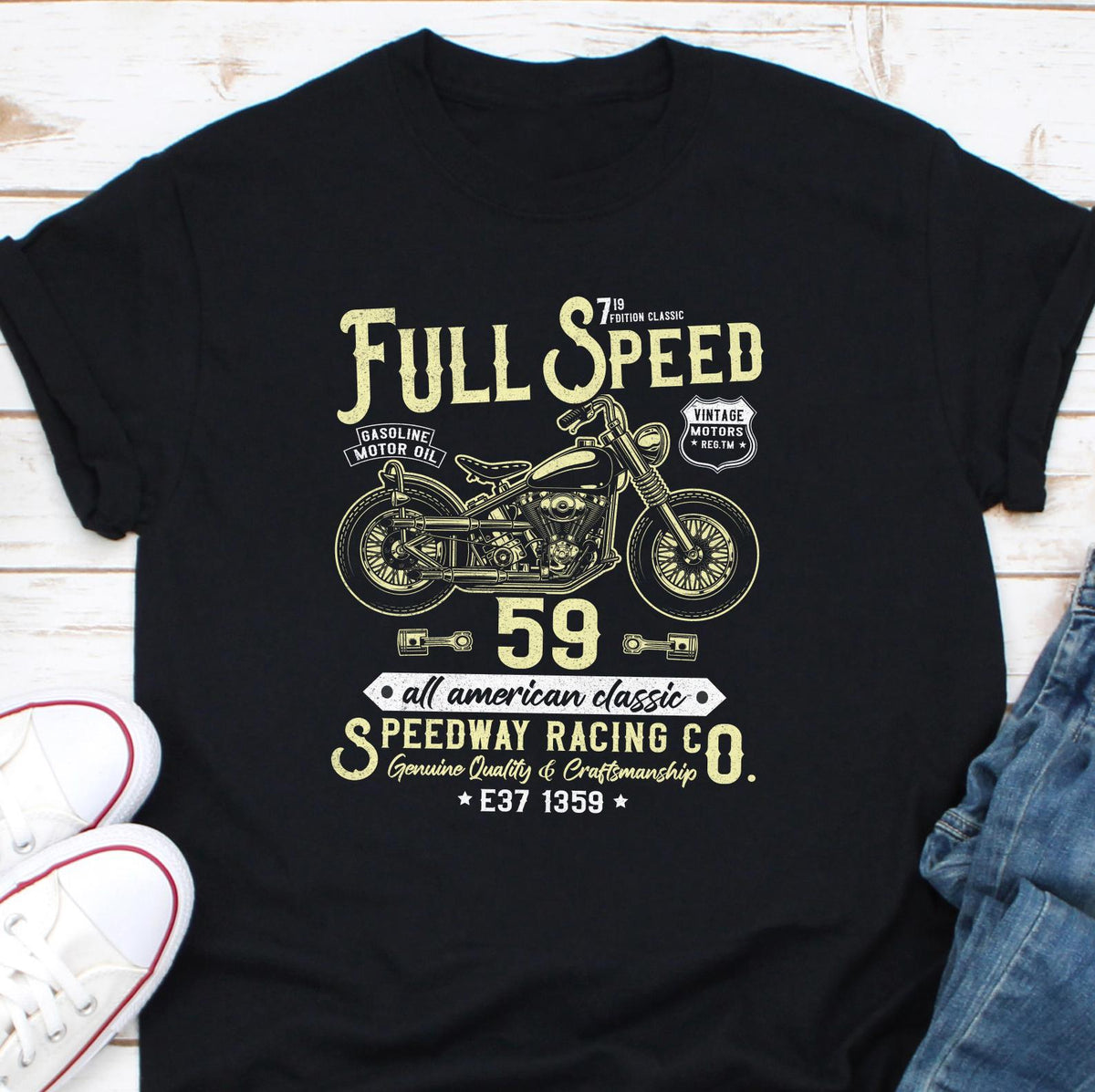 Full Speed Motorbike Shirt Biker Shirt Cool Motorcycle Shirt Great Motorcycle Gift or Biker Gift Rider Shirt Rider Dad Shirt Biker Dad Graphic Tee – Feel-Good Design · Trending Graphic Apparel