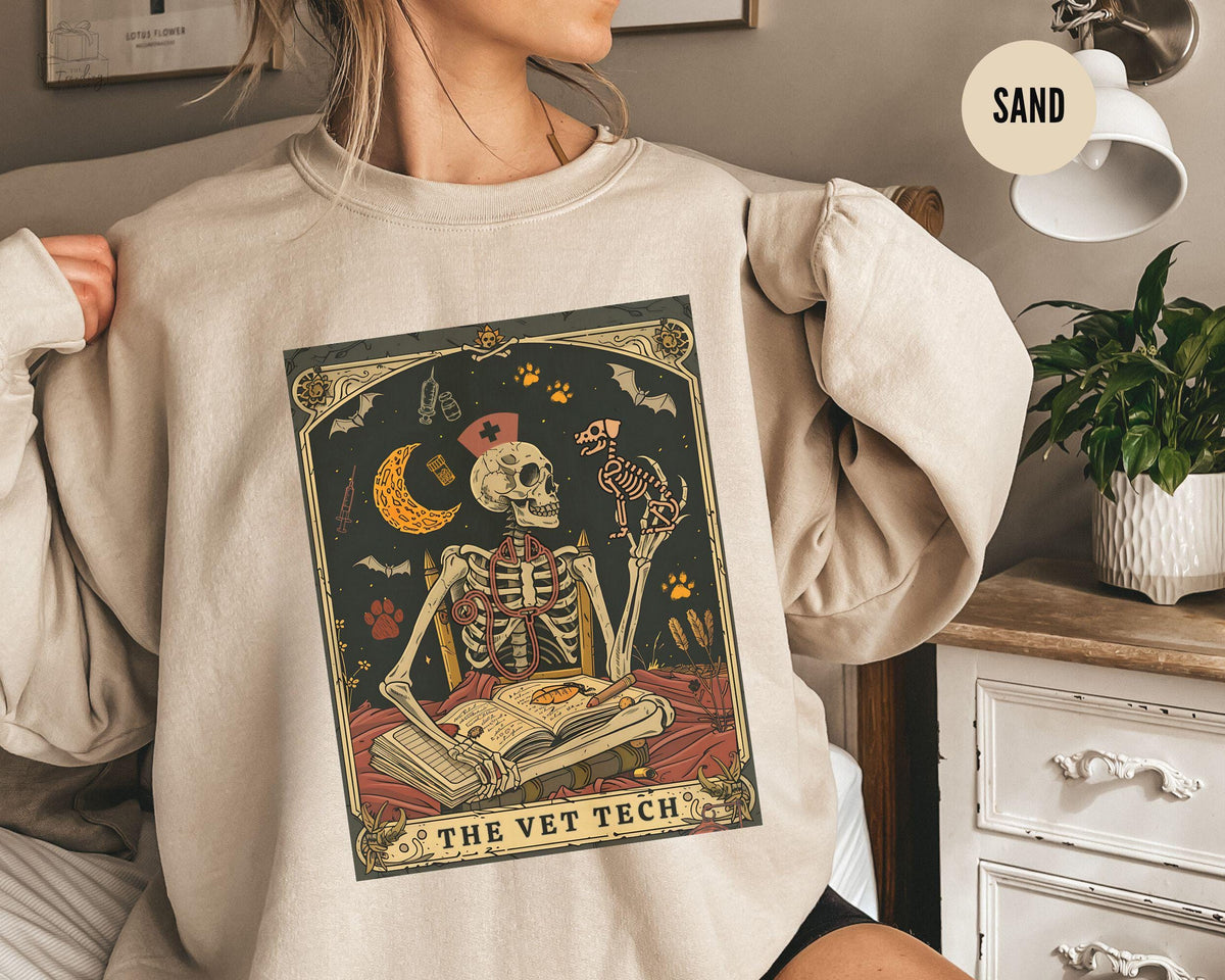 Veterinary Medicine Shirt Skeleton Tarot Vet Sweatshirt Vet Staff GiftVet Tech Week CrewneckVet Med Nurse SweaterADR Student Grad Gift Sweatshirt – Everyday Comfort · Must-Have Style