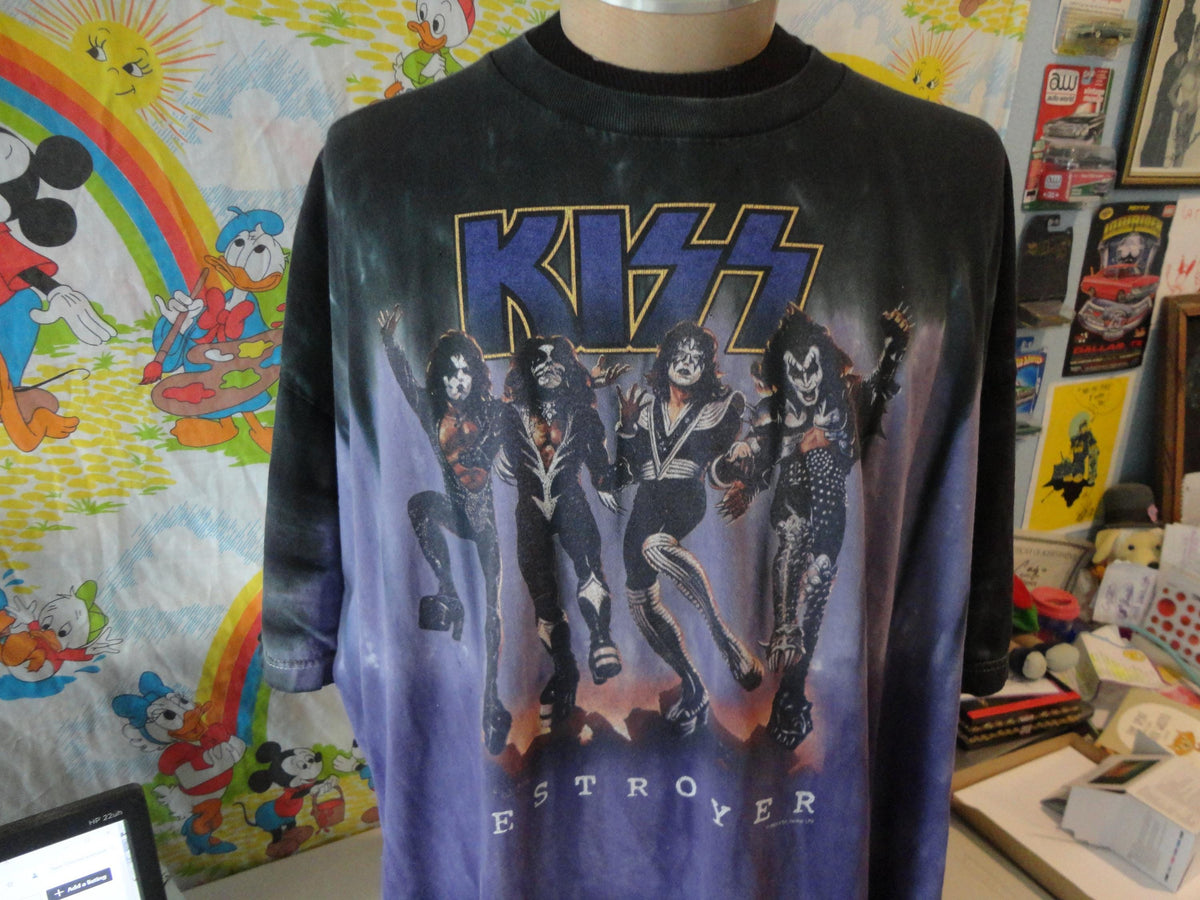 Vintage Y2K KISS Destroyer Ty dye Psychedelic liquid blue T Shirt 4XL Graphic Tee – Bold Style · Trending Graphic Apparel