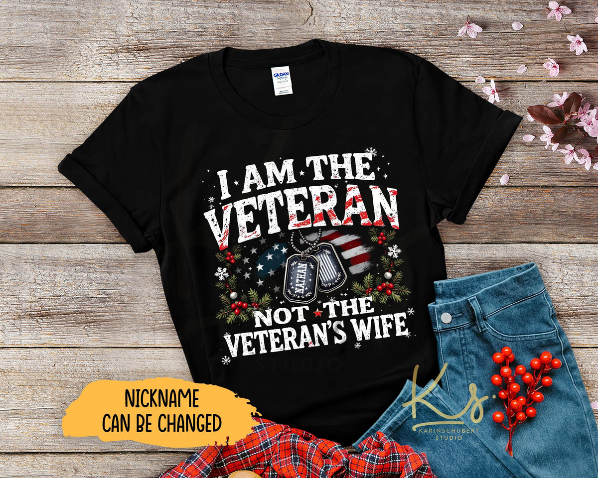 Personalized Army Veteran Wife Shirt I Am The Veteran Not The Veteran39s Wife Christmas Veteran Shirt Mom Veteran Apparel Soldier Gift Graphic Tee – Everyday Comfort · Top Pick For Any Outfit