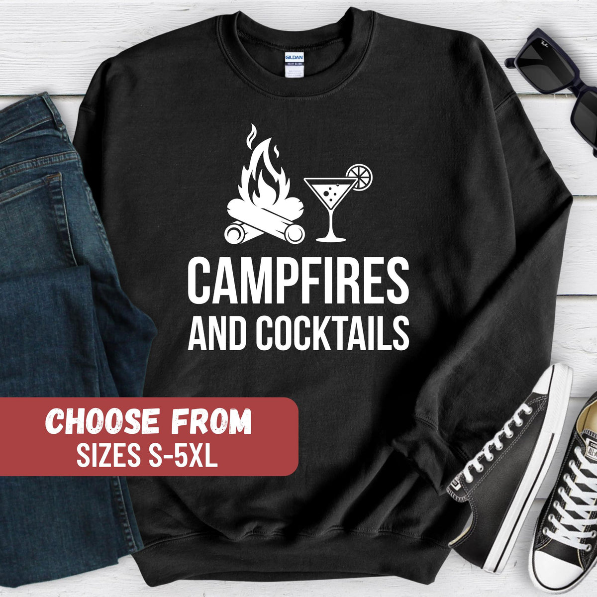 Camping Sweatshirt Hiking Sweatshirt Outdoor Sweatshirt Camping Gift Hiking Gift Camping Lover Campfires And Cocktails Sweatshirt Sweatshirt – Soft Feel · Top Pick For Any Outfit