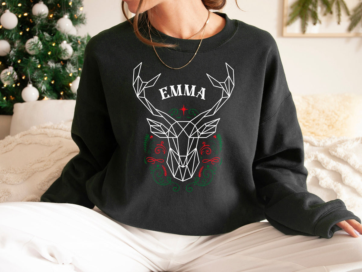 Personalised Reindeer Christmas Sweatshirt His And Hers Christmas Sweatshirts Matching Christmas Sweaters Family Christmas Jumpers Sweatshirt – Everyday Comfort · Top Pick For Any Outfit