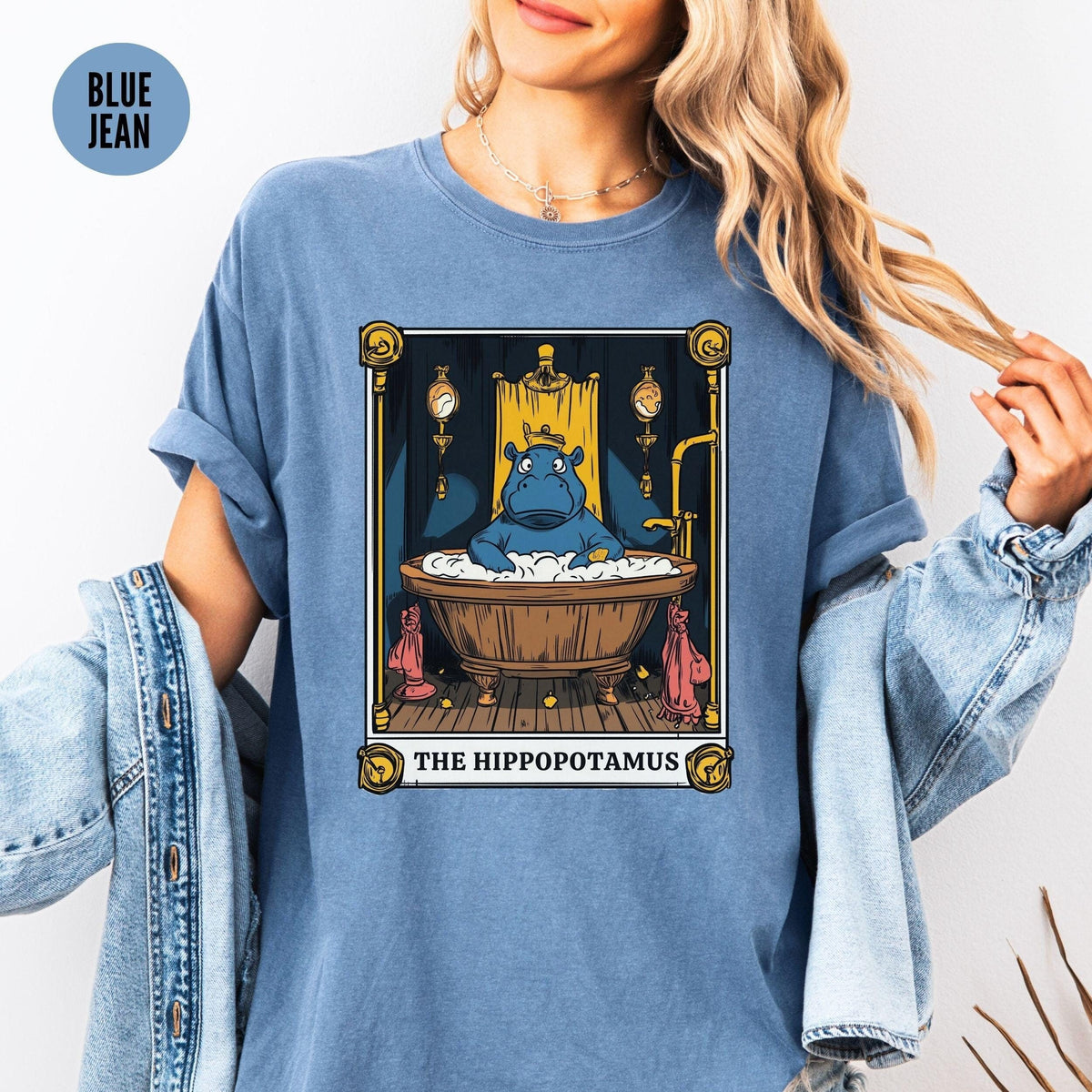 Hippopotamus Tarot Card Shirt Pygmy Hippo Tshirt Funny Animal TShirt Bouncy Pig trending Meme Playful Hippo Lover Gift Graphic Tee – Aesthetic Look · Top Pick For Any Outfit