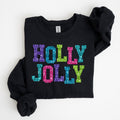 Faux Glitter Christmas Sweatshirt Jolly Sweatshirt Festive Holiday Shirts For Women Cute XMAS Gift Gifted For Her Womens Christmas Sweatshirt – Soft Feel · Top Pick For Any Outfit