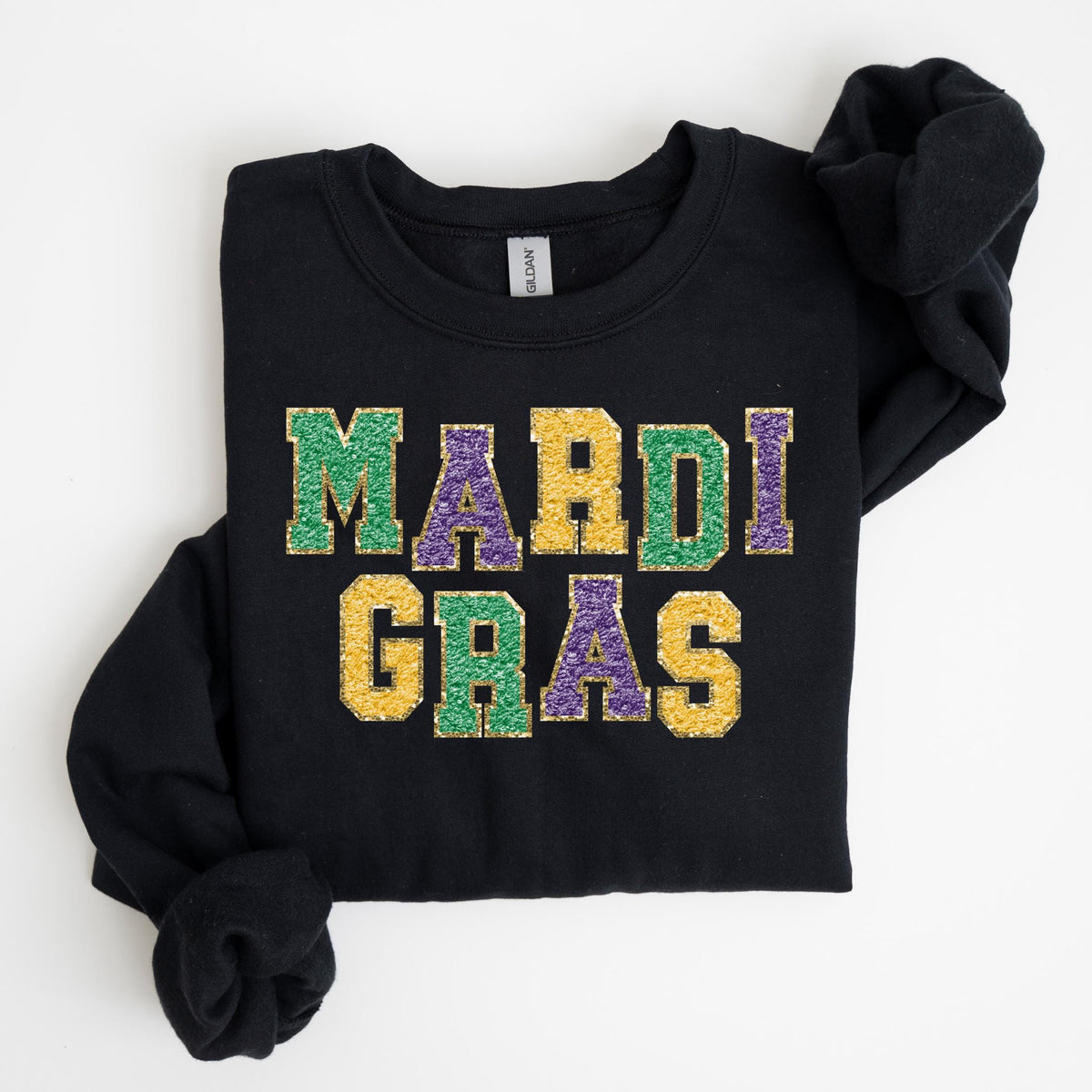 Faux Chenile Patch Mardi Gras Shirt Mardi Gras Sweatshirt Fat Tuesday Shirt New Orleans Shirt Mardi Gras Party Sweatshirt – Cozy Vibes · High-Quality Print