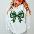 Coquette Christmas Bow Sweatshirt Christmas Coquette Sweatshirt Holiday Crewneck Womens Christmas Coquette Bows Sweatshirt Green Bow Sweatshirt – Feel-Good Design · Trending Graphic Apparel