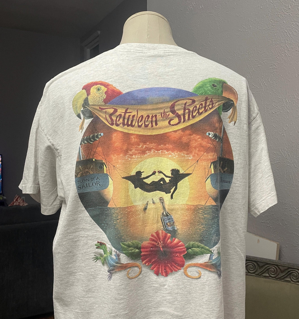 Vintage 90s Caribbean Soul Tourist Between The Sheets Beach white Tshirt size 2XL Graphic Tee – Bold Style · Must-Have Style