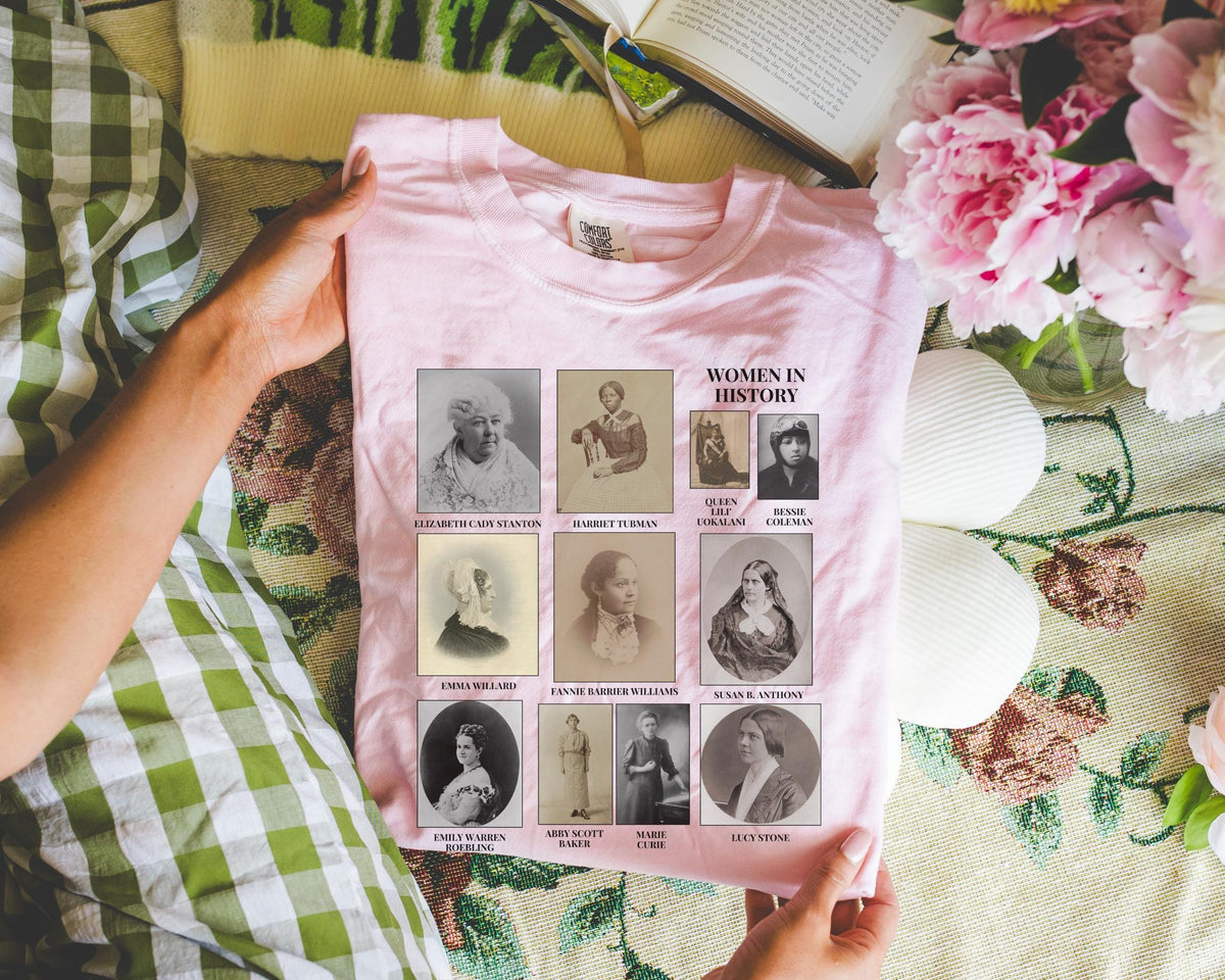 Women39s History Tee Shirt with Paintings Photos of Famous Suffragettes Activists and Scientists Social Studies Teacher Tee Black History Graphic Tee – Aesthetic Look · Top Pick For Any Outfit