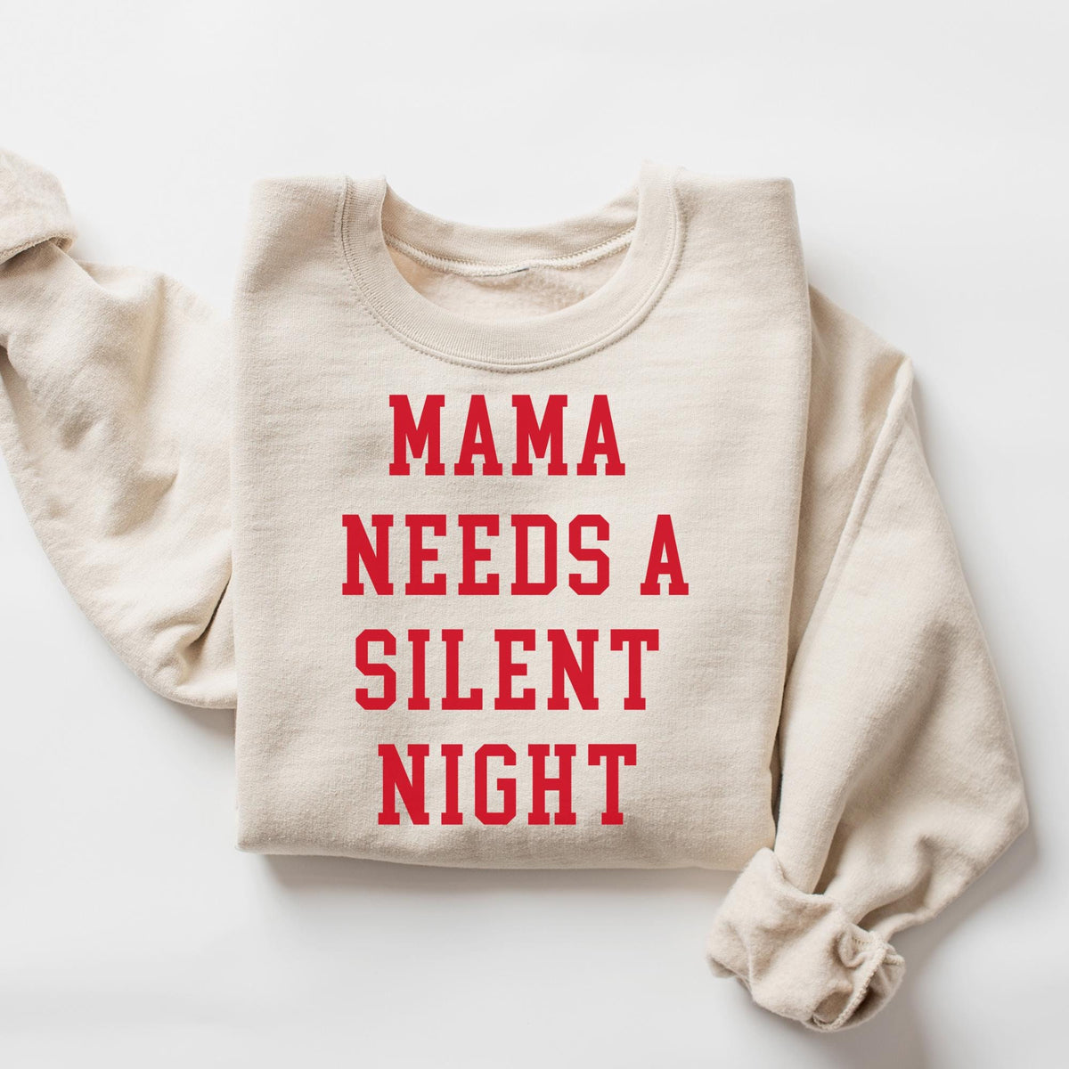 Mama Needs A Silent Night Comfy Mama Sweatshirt Christmas Pajamas Festive Mama Claus Sweatshirt New Mama Gift New Mama Sweatshirt Sweatshirt – Premium Graphic · Great Gift For Fans