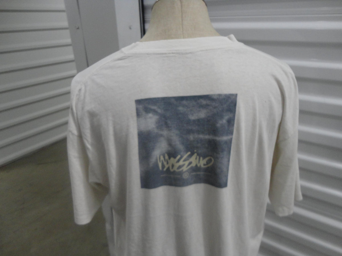 Vintage 90s Mossimo Graphic white soft thin T Shirt Skate Mens XL Graphic Tee – Bold Style · Perfect For Daily Wear
