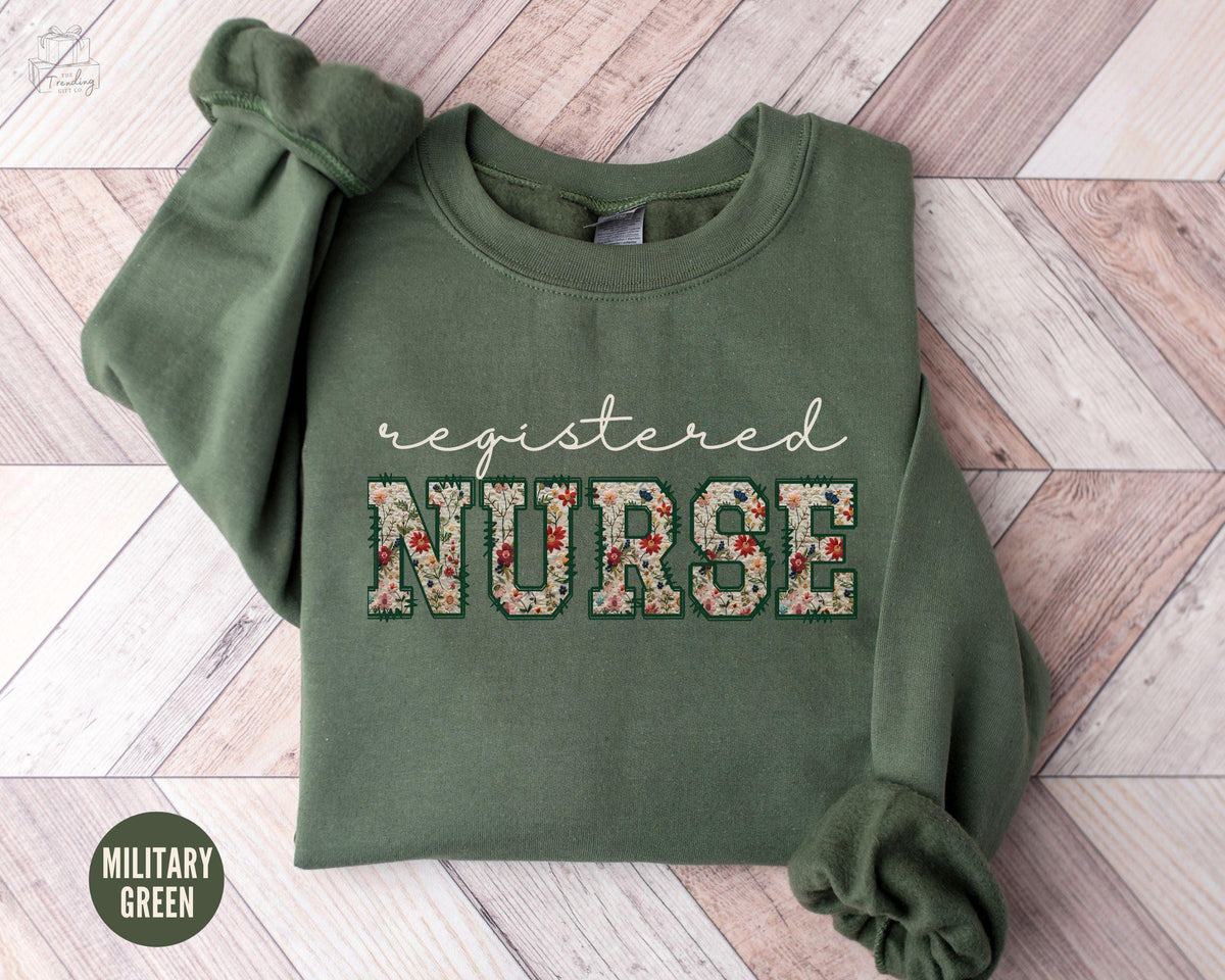 RN Floral Nurse SweatshirtRegistered Nurse Crewneck Registered Nurse Pullover Future RN Appreciation GiftNursing Student Graduation Gift Sweatshirt – Warm & Stylish · Great Gift For Fans