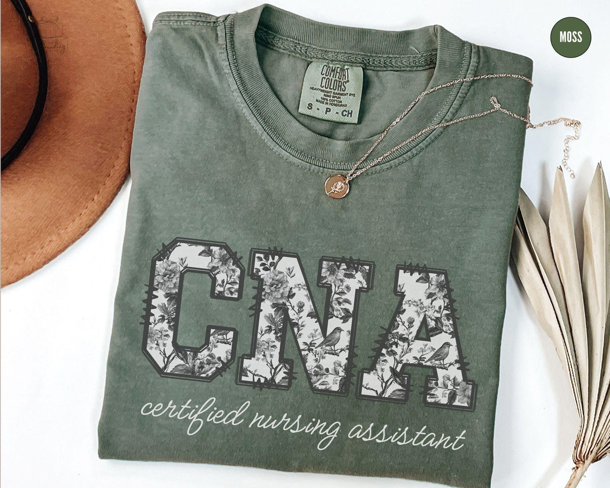 Toile De Jouy CNA Shirt Nurse ShirtCertified Nursing AssistantComfort Colors Cna GiftFloral Nurse Appreciation TeeFuture Nurse Week Top Graphic Tee – Cozy Vibes · Top Pick For Any Outfit