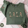 Custom Grandma Lala Sweatshirt With Kid Name On Sleeve Personalized Floral Lala Crewneck Lala Grammy Sweater Grandmother Gift Sweatshirt – Fan Favorite · Must-Have Style