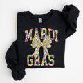 Coquette Mardi Gras Shirt Mardi Gras Sweatshirt Fat Tuesday Shirt New Orleans Shirt Mardi Gras Party Mardi Gras Bow Sweatshirt – Soft Feel · Perfect For Daily Wear