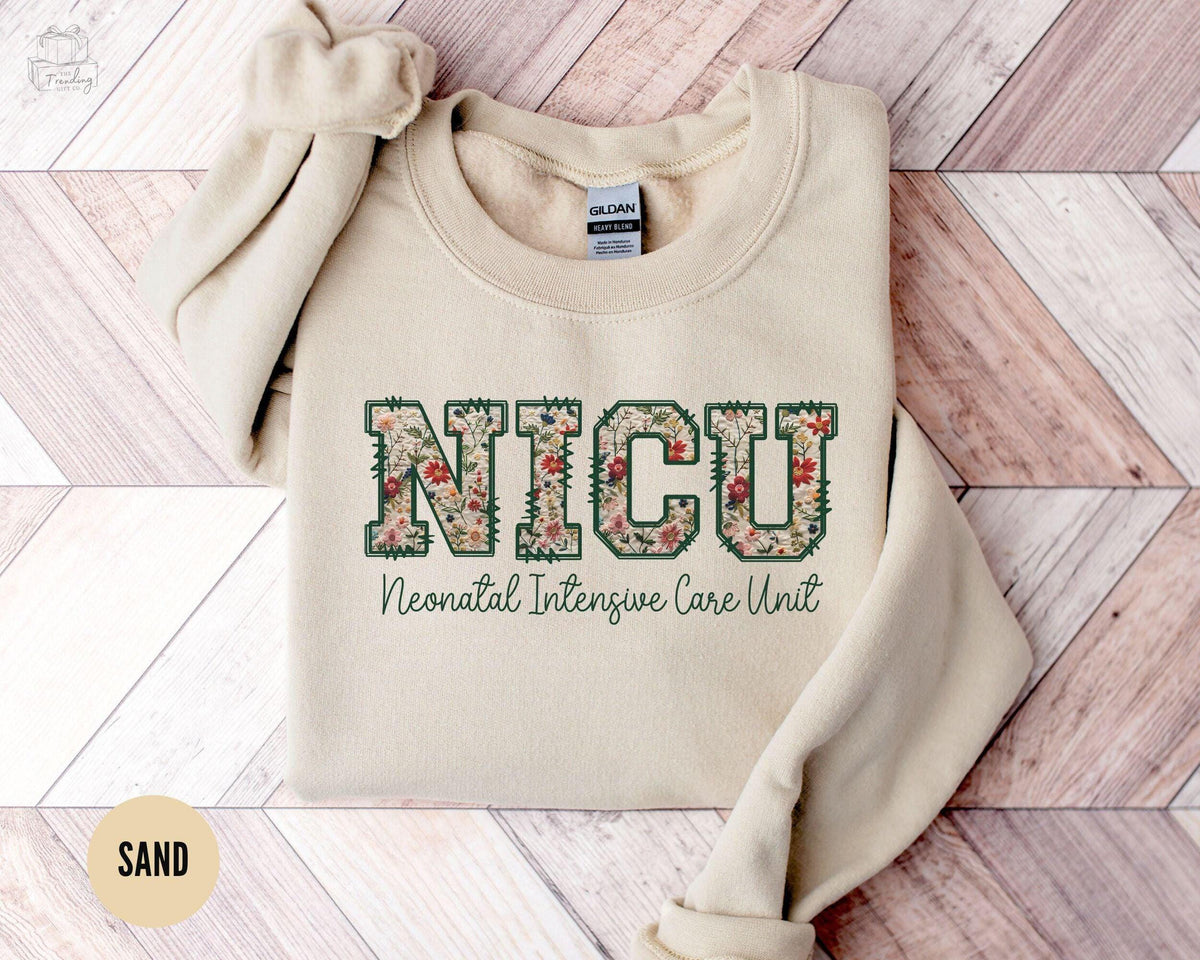 Floral NICU Nurse Sweatshirt Neonatal Nurse Retirement Gift Neonatal Icu Sweater Nurse Crewneck Nursing School Graduation Gift Sweatshirt – Warm & Stylish · Perfect For Daily Wear