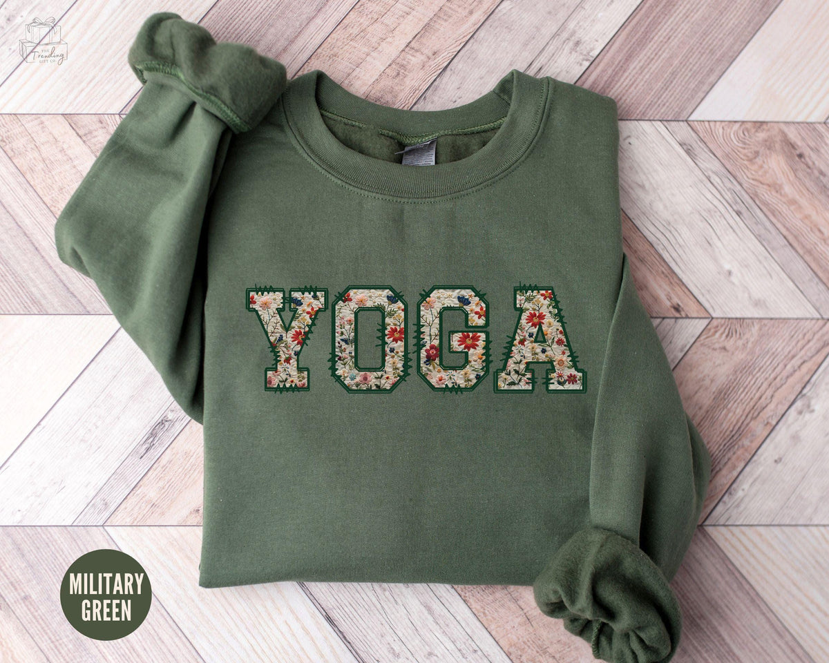 Floral Yoga Sweatshirt Meditation Crewneck Yoga Instructor Sweater Yoga Mom Fitness Tshirt Gift For Yogi Mama Sweatshirt – Soft Feel · Must-Have Style