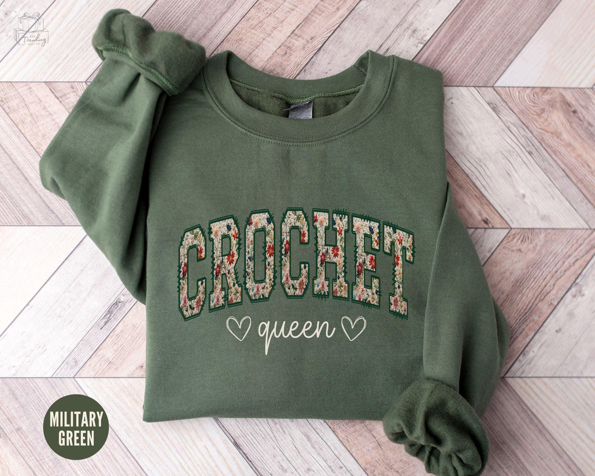Floral Crochet Sweatshirt Crochet Lover Gift Crocheter Sweater Funny Crochet Shirt Crocheter Crewneck For Grandma Sewing Gift For Mom Sweatshirt – Easygoing Wear · Must-Have Style