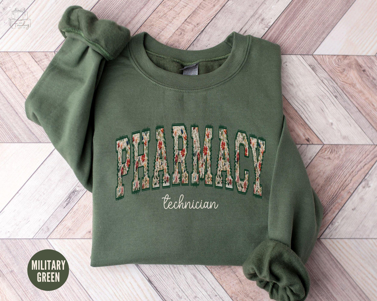 Pharmacist Tech Sweatshirt Floral Pharmacy Technician ShirtPharm Life Sweater Pharmd Graduation GiftWildflower Pharmacy Student Crewneck Sweatshirt – Premium Graphic · Top Pick For Any Outfit