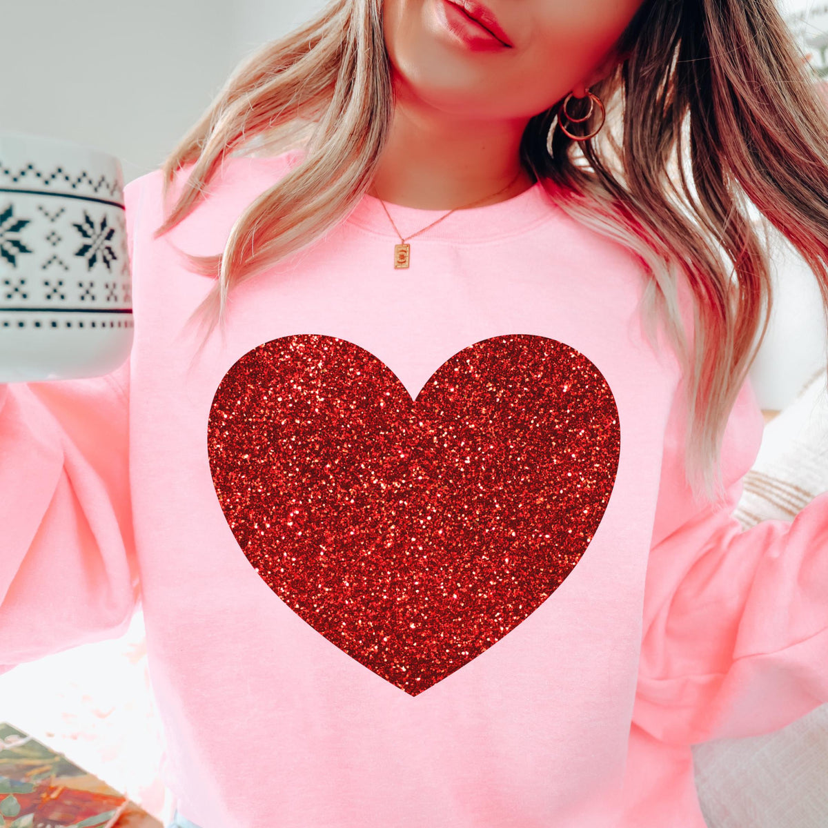 Womens Red Heart Sweatshirt Red Glitter Heart Sweatshirt Love Sweatshirt Womens Gifts Gift for Wife Heart Sweater Pullover Sweater Sweatshirt – Fan Favorite · Must-Have Style