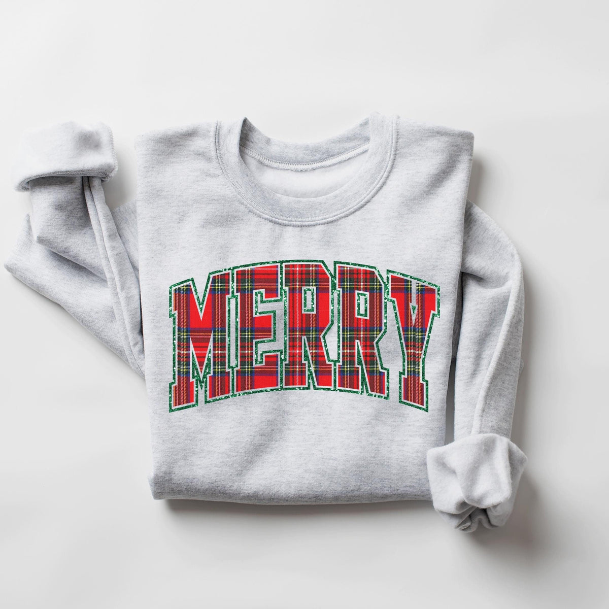 Varsity Merry Sweatshirt Christmas Sweatshirt Merry Sweatshirt Merry Crewneck Holiday Sweater Women Merry Shirt Plaid Christmas Sweatshirt – Soft Feel · Top Pick For Any Outfit