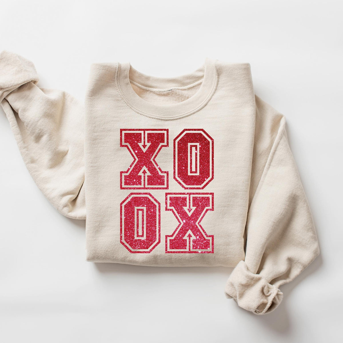 Valentines Day Sweatshirt XO XO Sweatshirt Varsity Valentines Day Sweatshirt Cute Valentines Day Sweatshirt Gift for Her Sweatshirt – Bold Style · High-Quality Print