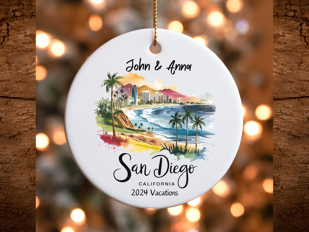 Personalized San Diego California Christmas Ornament Ceramic Ornament Holiday Gift Decoration custom Ceramic Ornament Custom Xmas gift Graphic Tee – Everyday Comfort · High-Quality Print